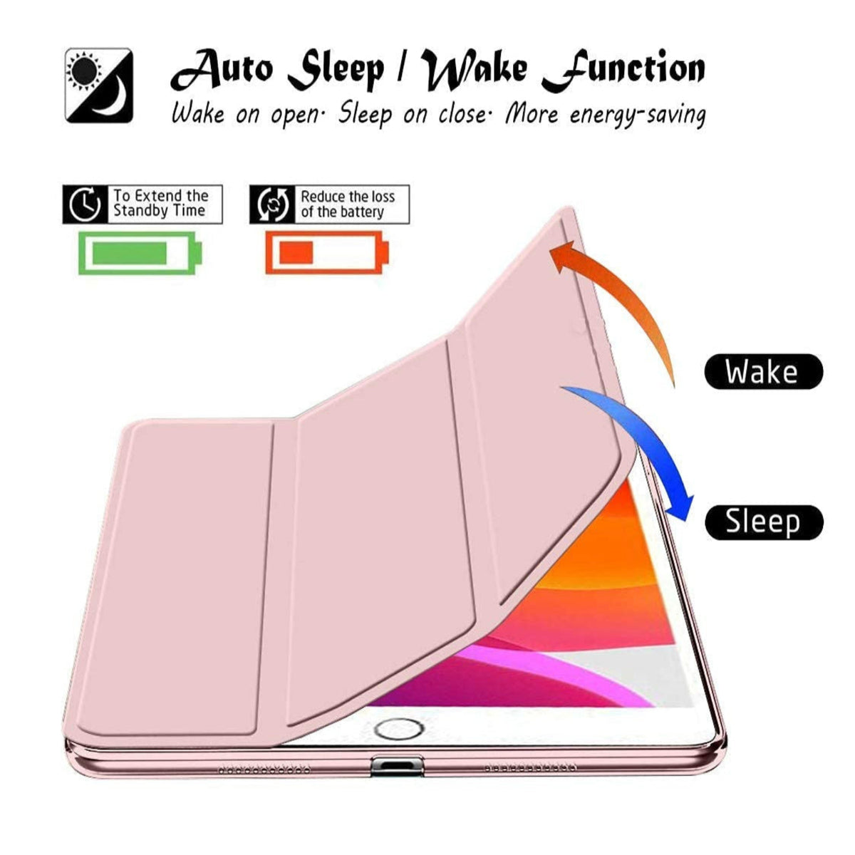 Smart Flexible & Protective Trifold iPad Case with Pencil Holder