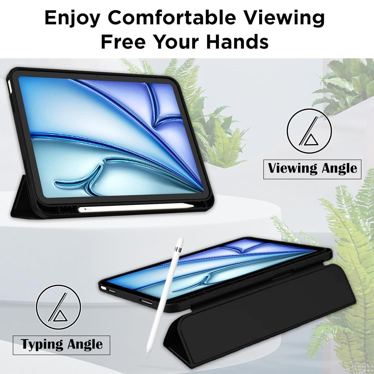 Smart Flexible & Protective Trifold iPad Case with Pencil Holder