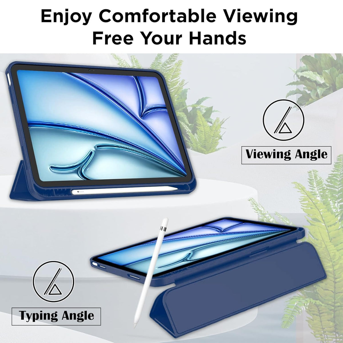 Smart Flexible & Protective Trifold iPad Case with Pencil Holder