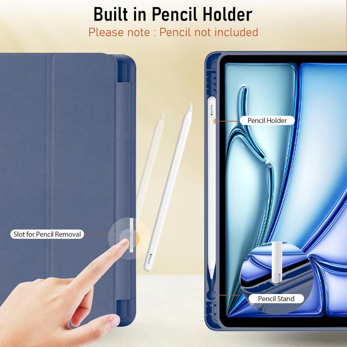 Smart Flexible & Protective Trifold iPad Case with Pencil Holder
