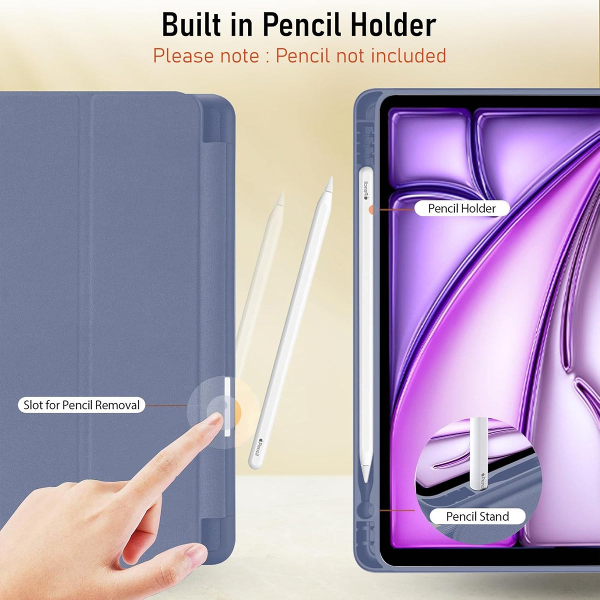 Smart Flexible & Protective Trifold iPad Case with Pencil Holder