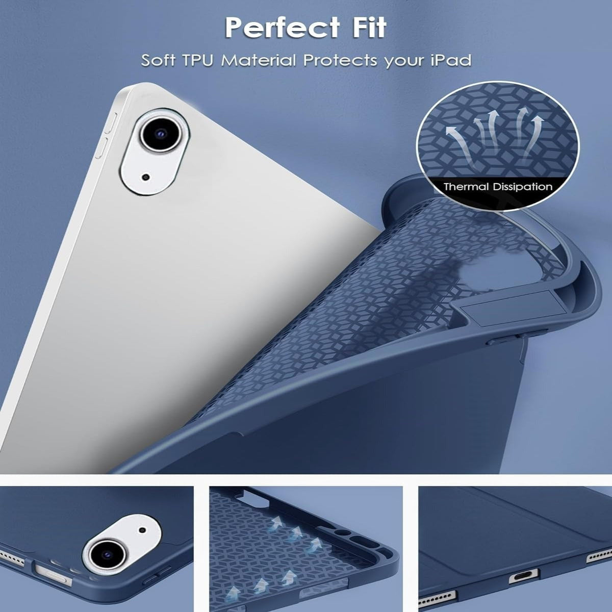 Smart Flexible & Protective Trifold iPad Case with Pencil Holder