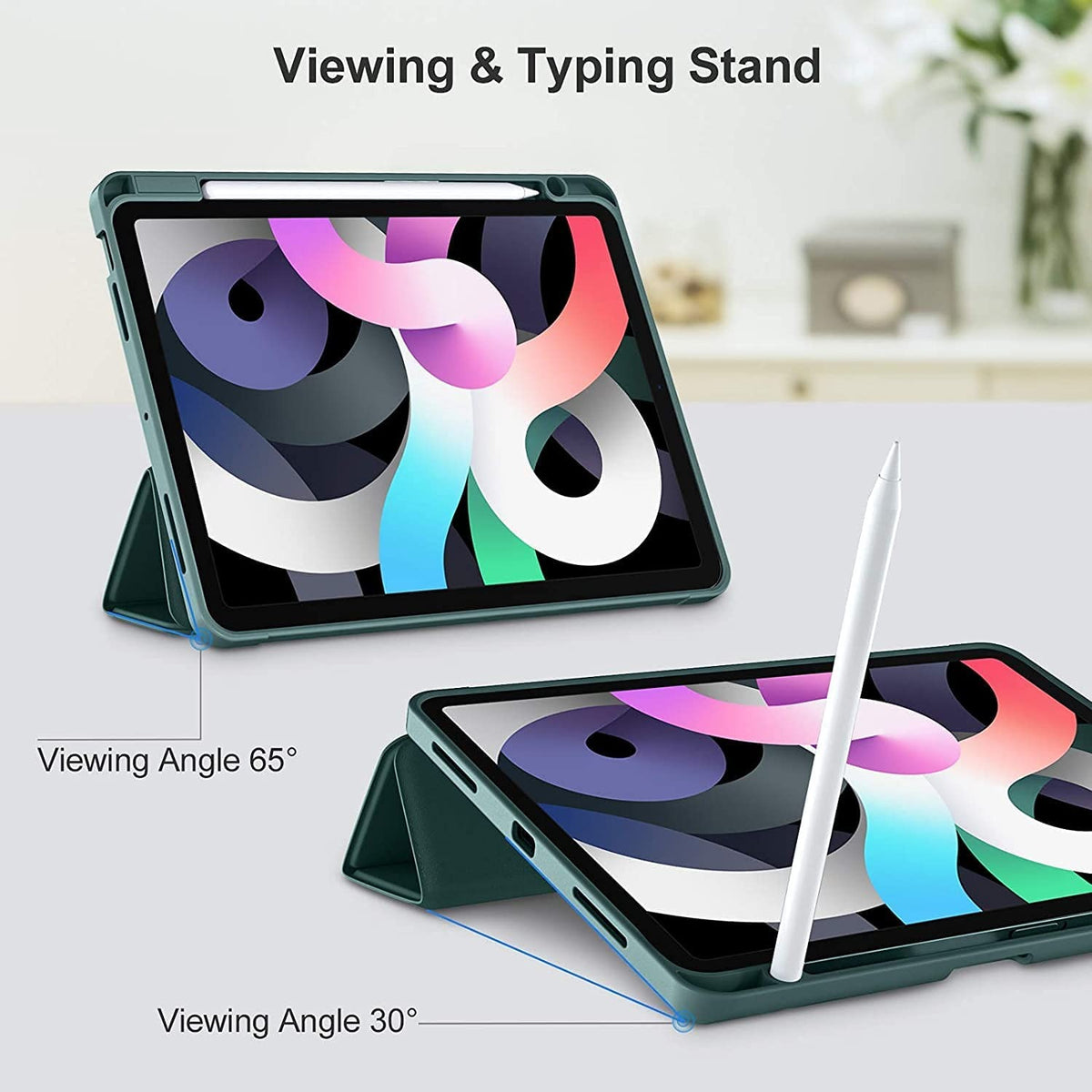 Smart Flexible & Protective Trifold iPad Case with Pencil Holder