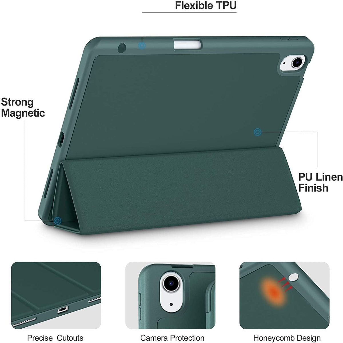 Smart Flexible & Protective Trifold iPad Case with Pencil Holder