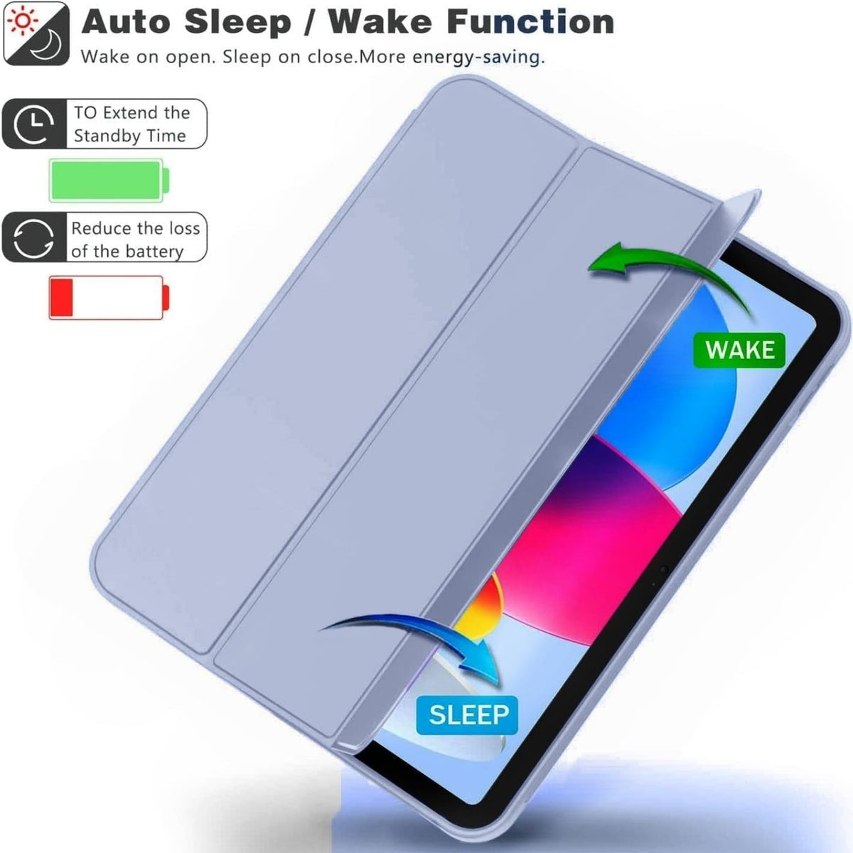 Smart Flexible & Protective Trifold iPad Case with Pencil Holder