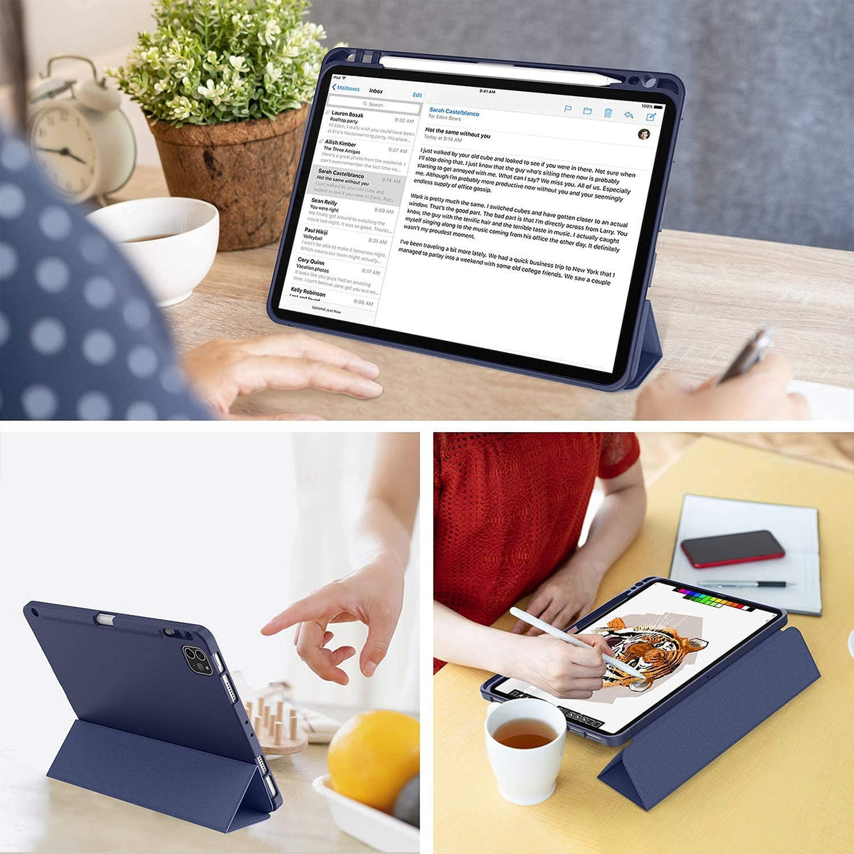 Smart Flexible & Protective Trifold iPad Case with Pencil Holder