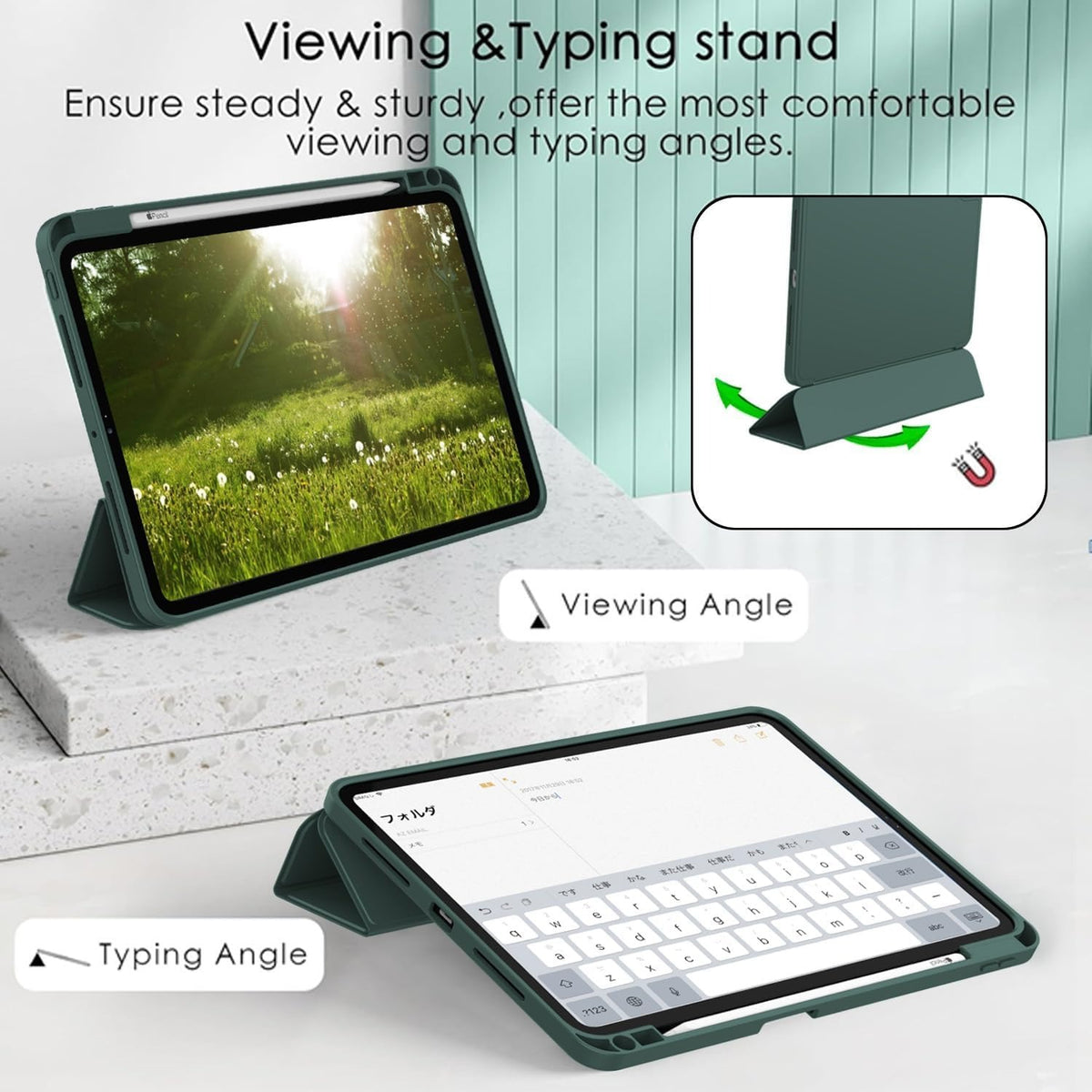 Smart Flexible & Protective Trifold iPad Case with Pencil Holder