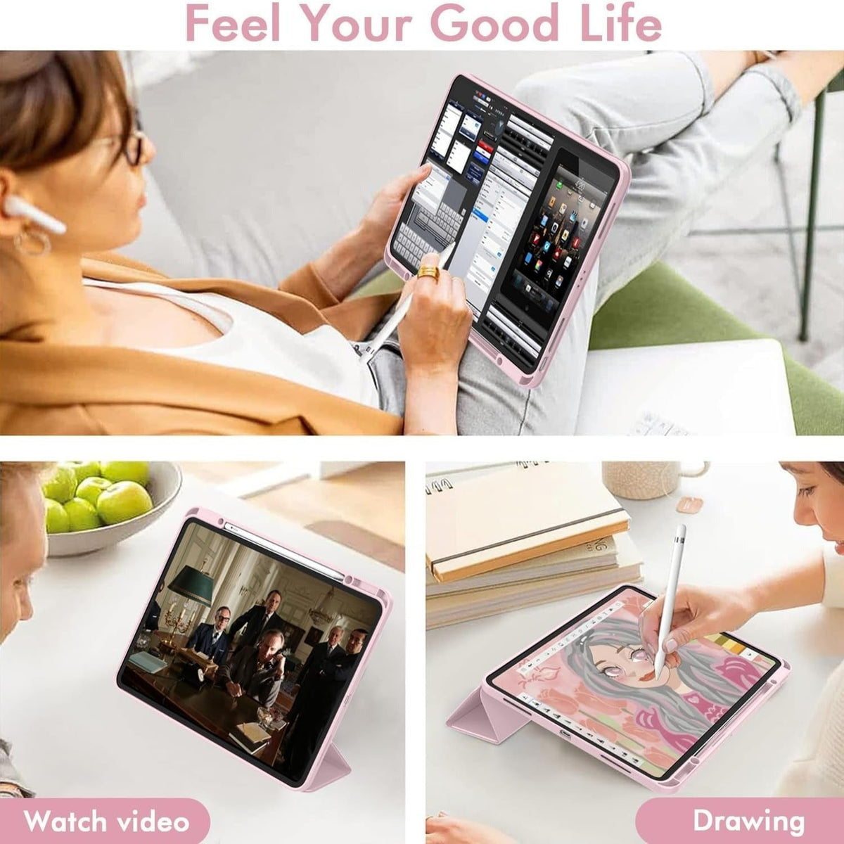 Smart Flexible & Protective Trifold iPad Case with Pencil Holder