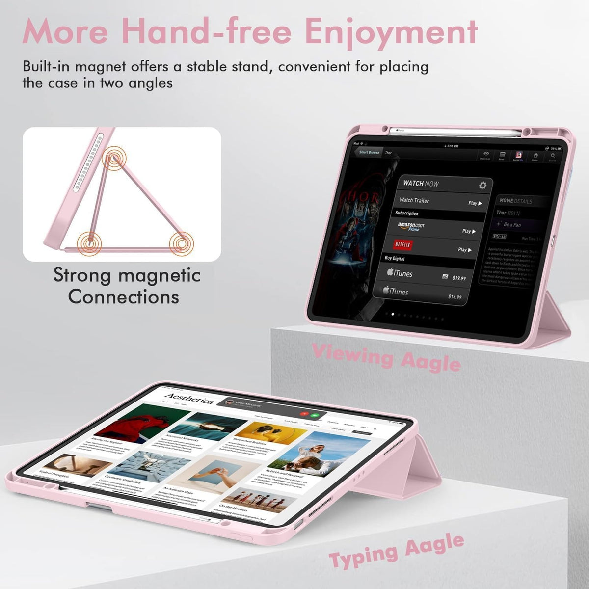 Smart Flexible & Protective Trifold iPad Case with Pencil Holder