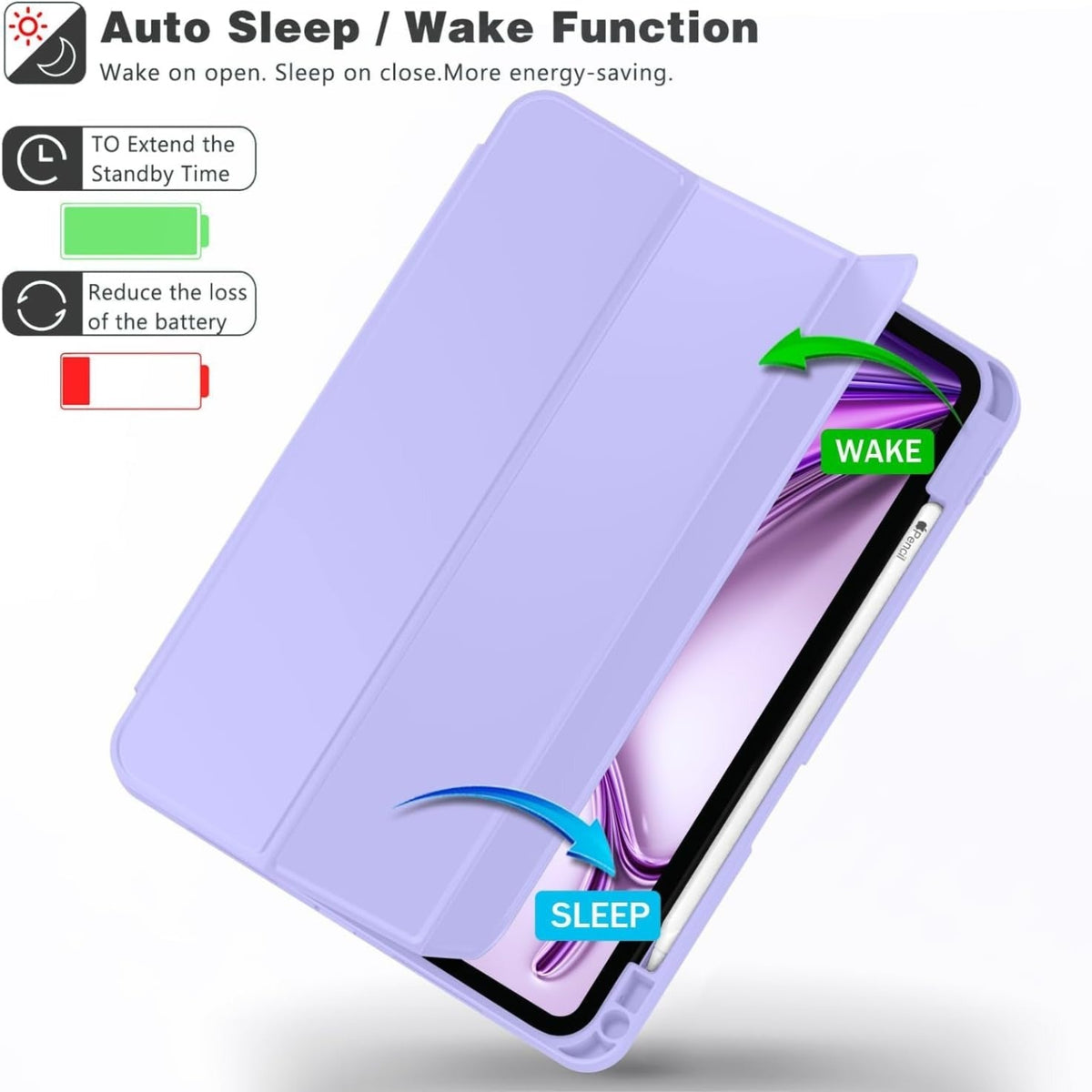 Smart Flexible & Protective Trifold iPad Case with Pencil Holder