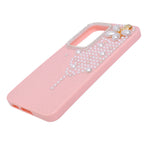 Luxury Glitter Finish with 3D Pearl Flower Design Phone Case for Samsung Galaxy S23