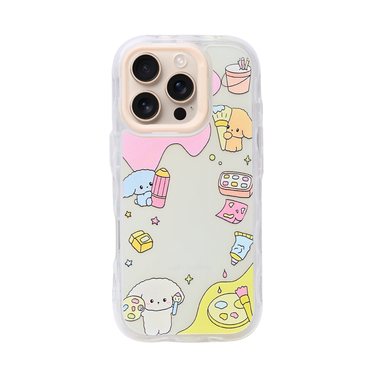 Cute Transparent Wavy Edge Phone Case for iPhone 16 Pro