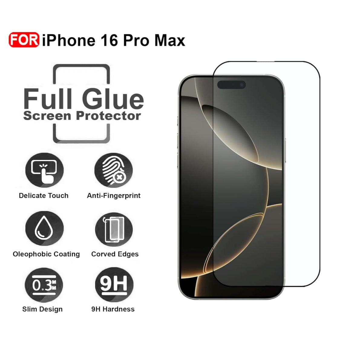 Ultra-Clear Tempered Glass Screen Protector for iPhone 16 Pro Max