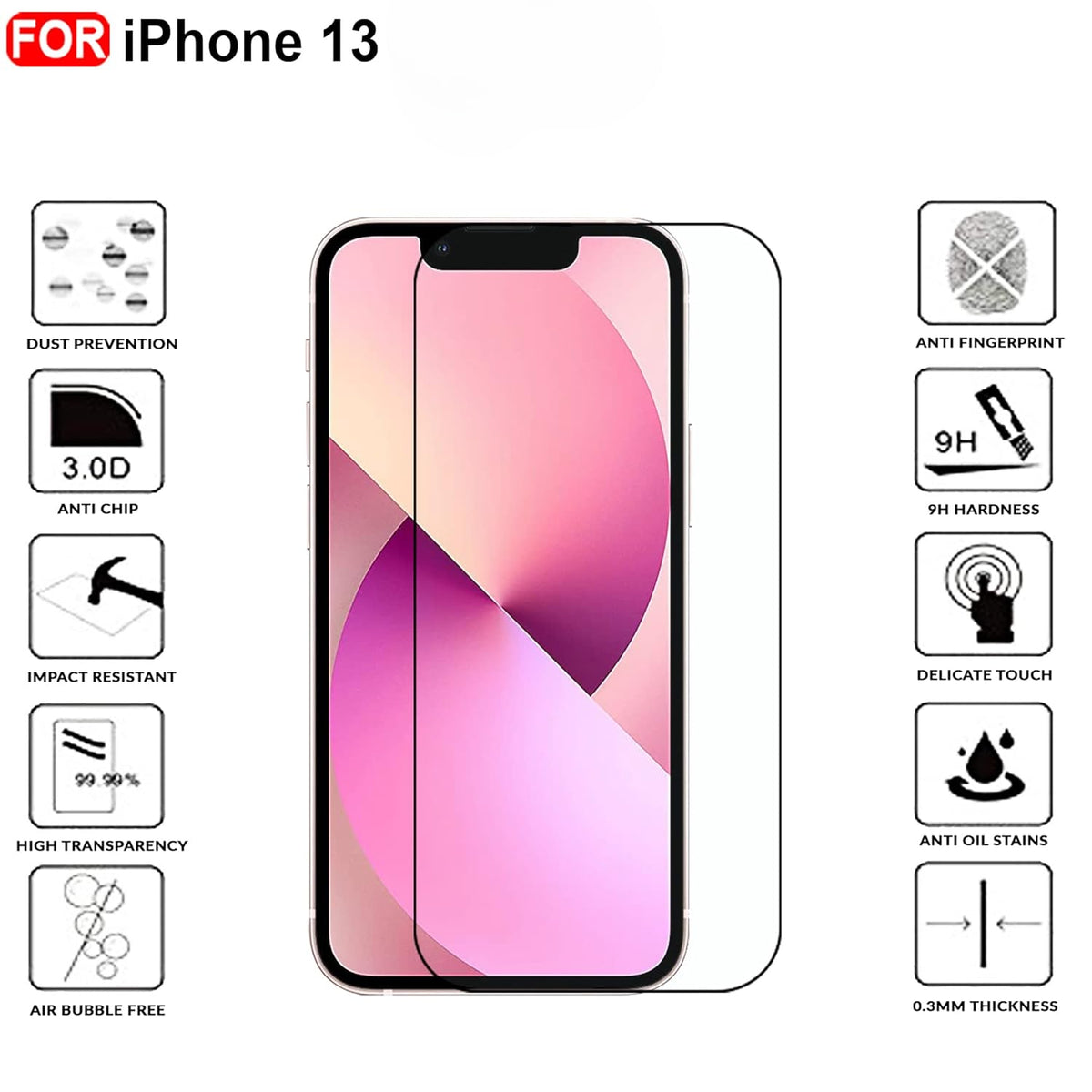 Ultra-Clear Tempered Glass Screen Protector for iPhone 13