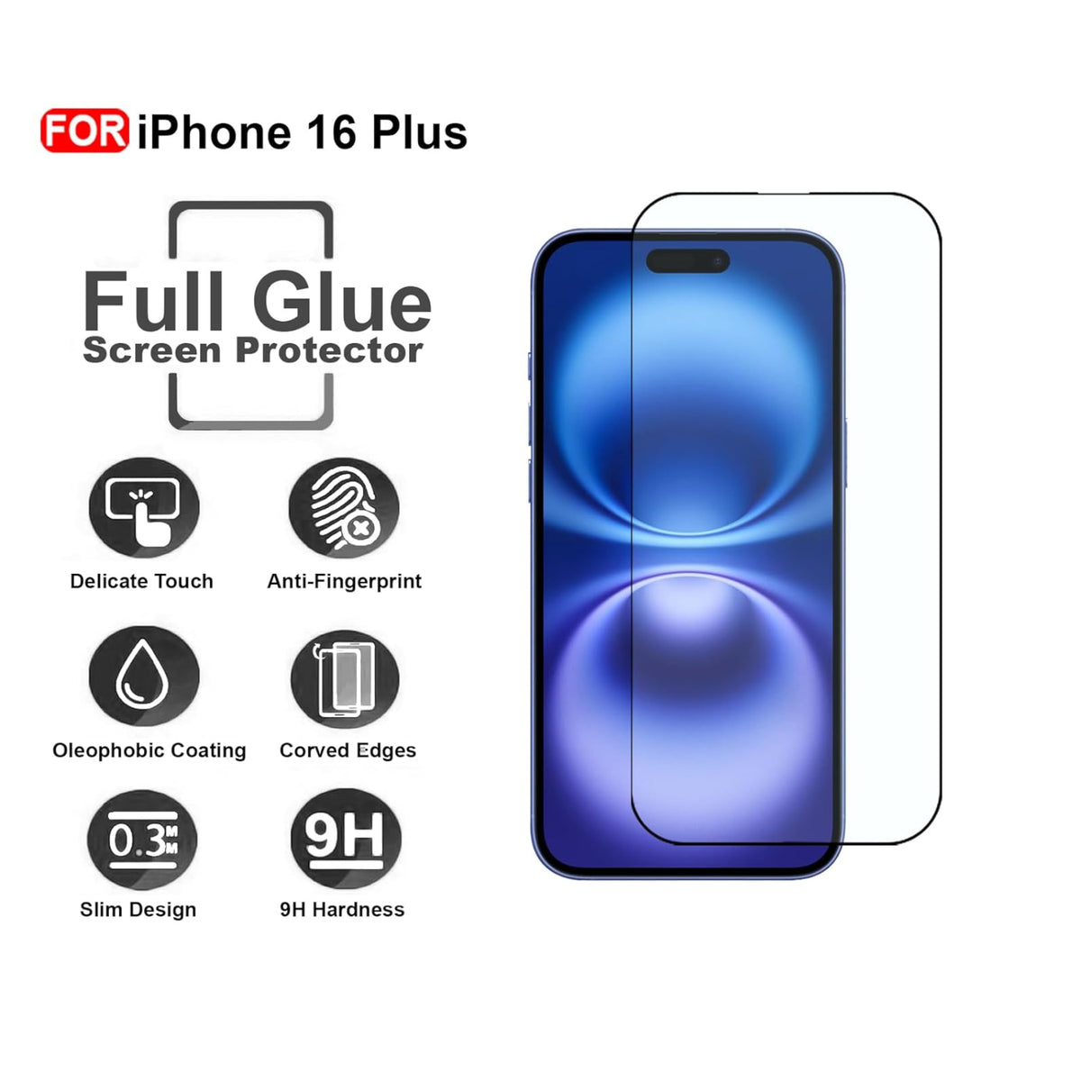 Ultra-Clear Tempered Glass Screen Protector for iPhone 16 Plus