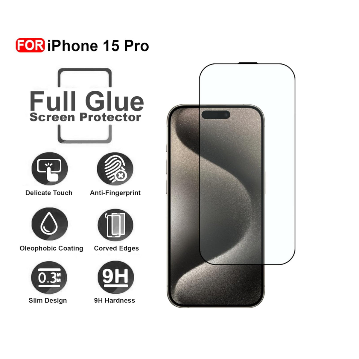 Ultra-Clear Tempered Glass Screen Protector for iPhone 15 Pro