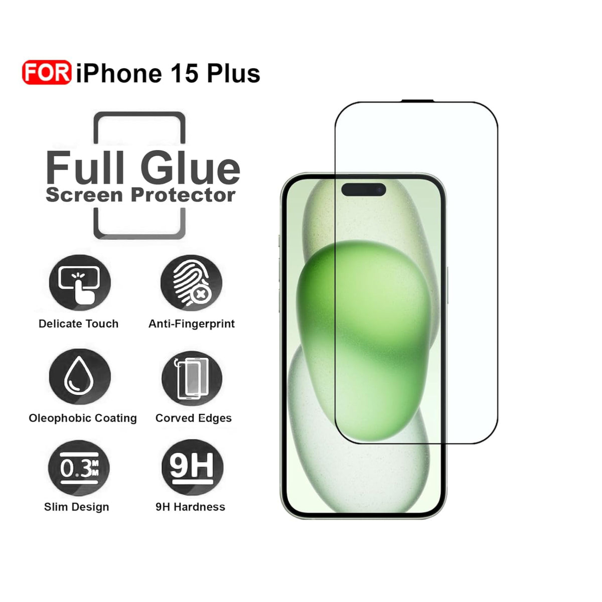 Ultra-Clear Tempered Glass Screen Protector for iPhone 15 Plus