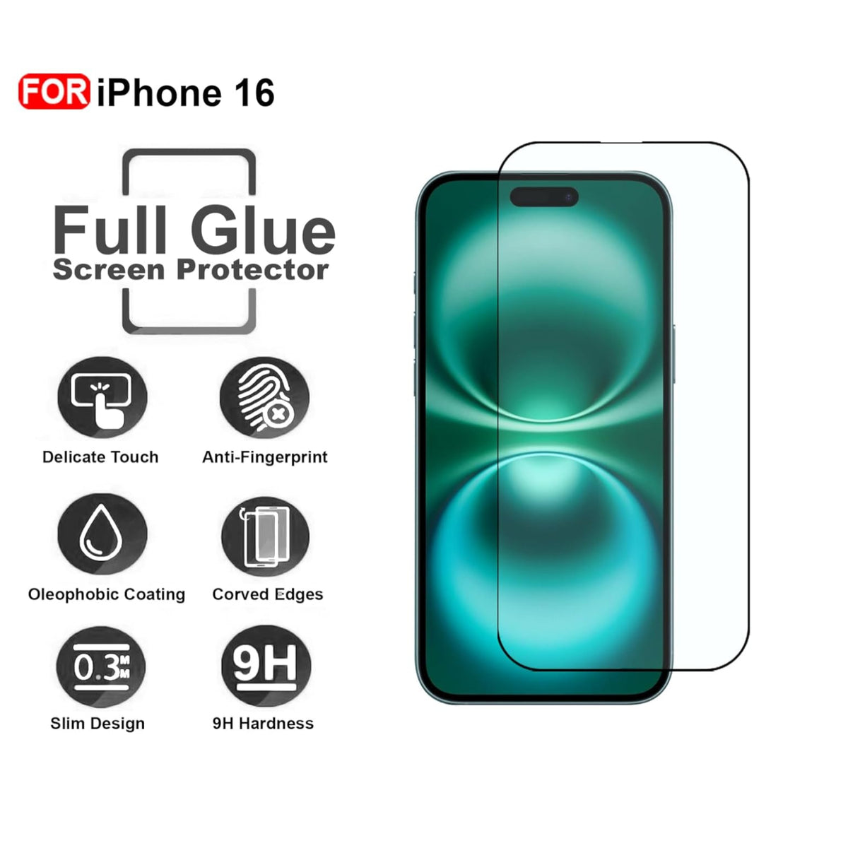 Ultra-Clear Tempered Glass Screen Protector for iPhone 16