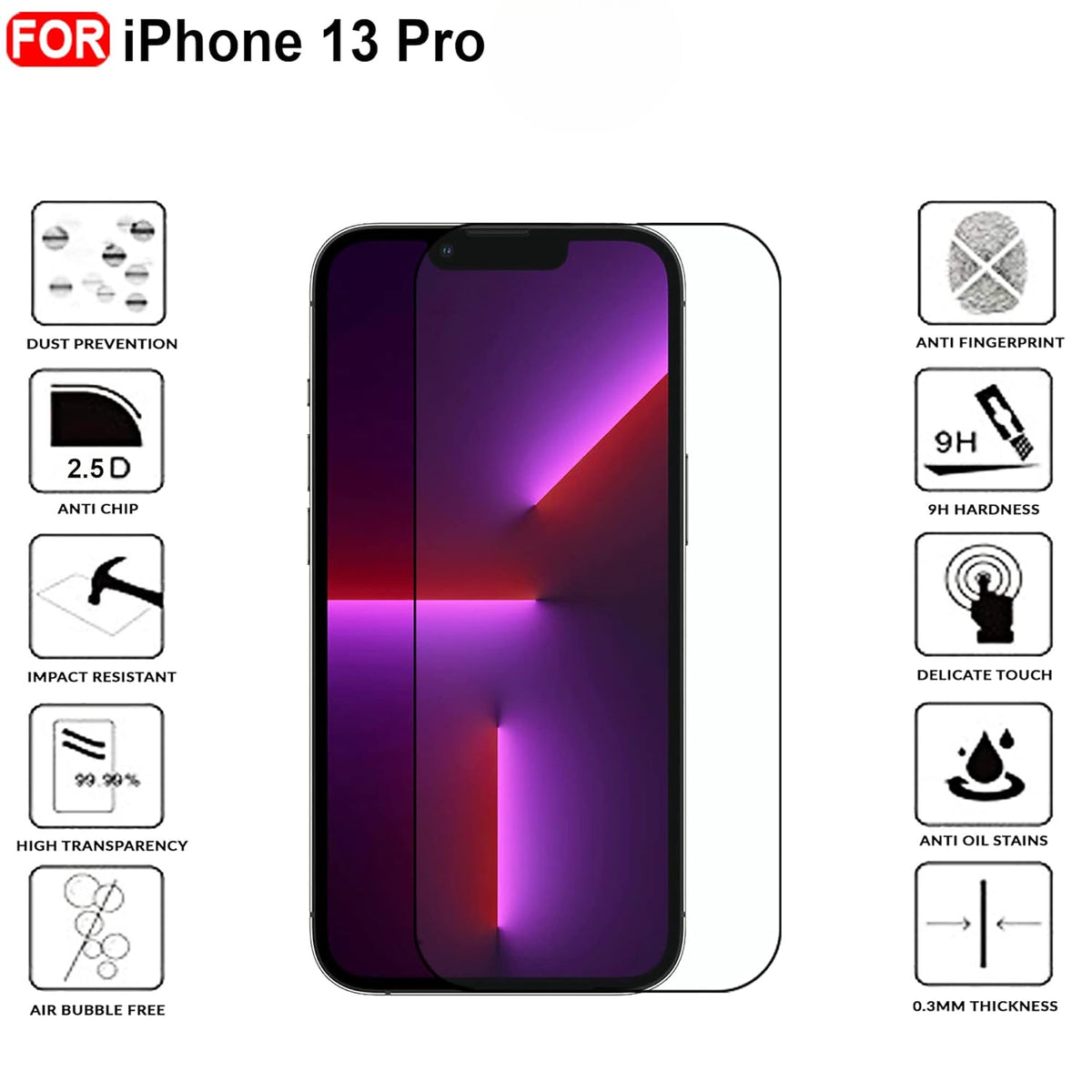Ultra-Clear Tempered Glass Screen Protector for iPhone 13 Pro