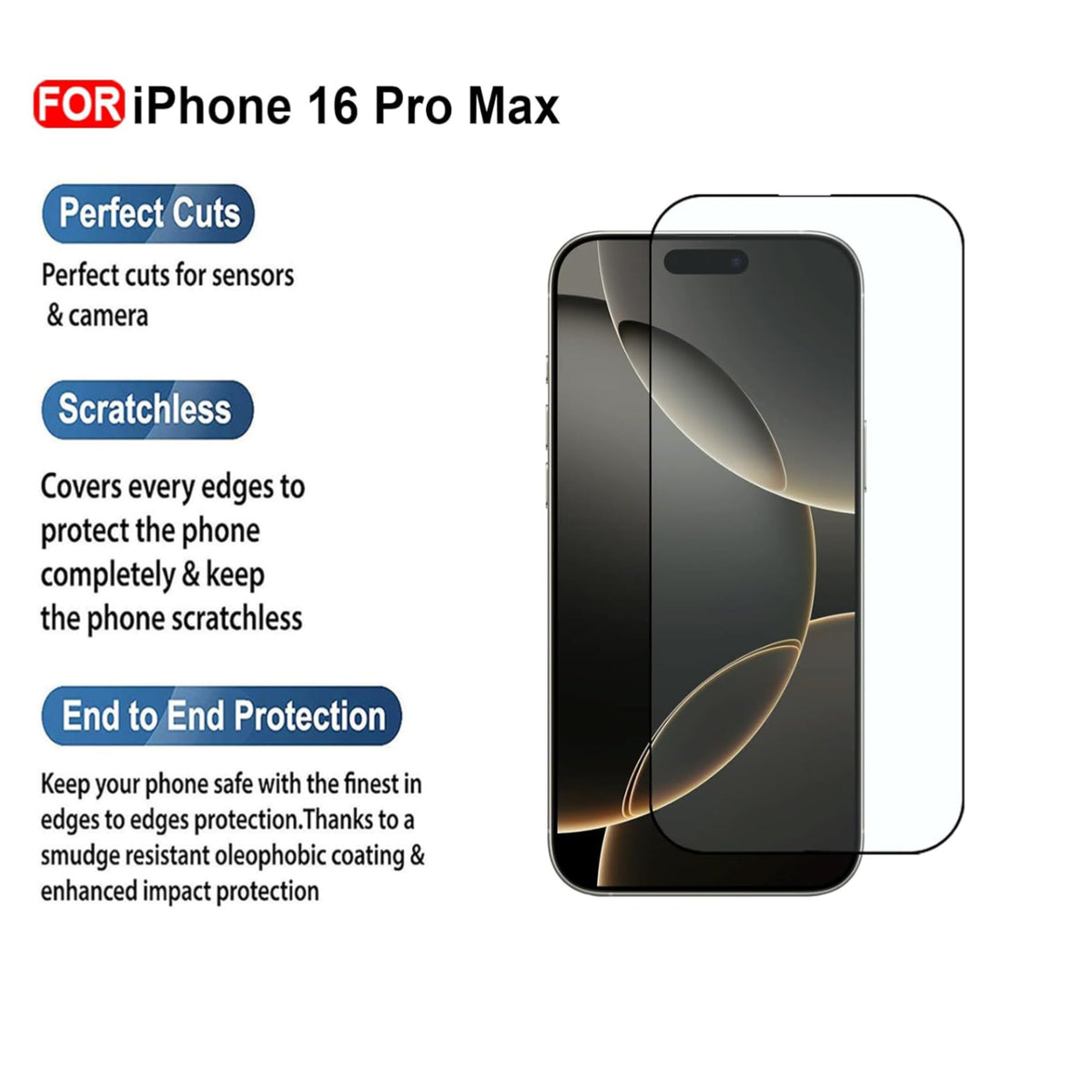 Ultra-Clear Tempered Glass Screen Protector for iPhone 16 Pro Max