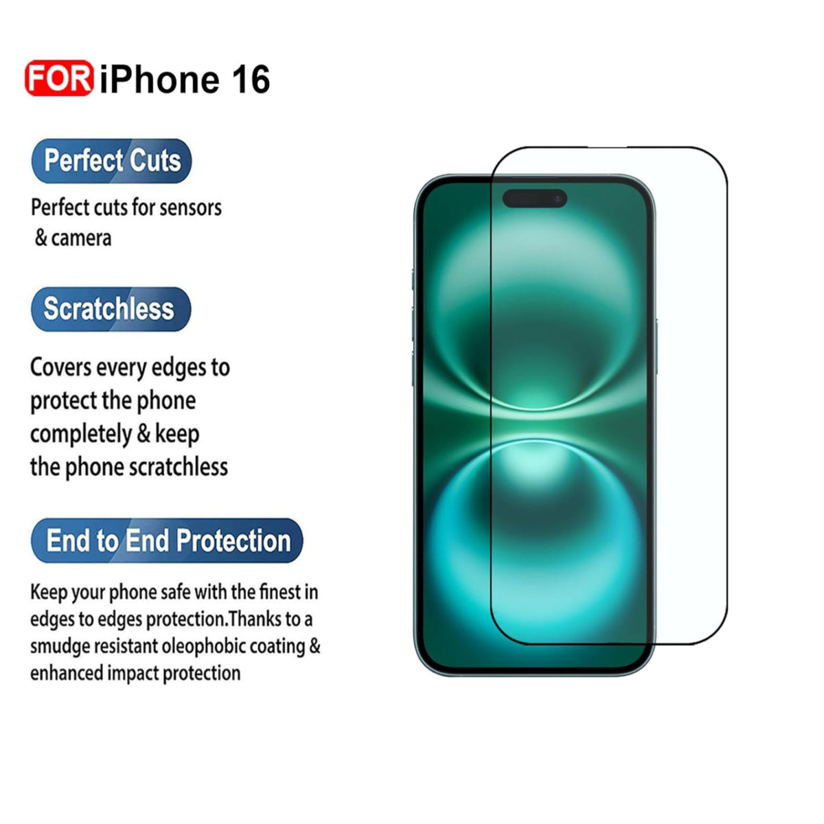 Ultra-Clear Tempered Glass Screen Protector for iPhone 16