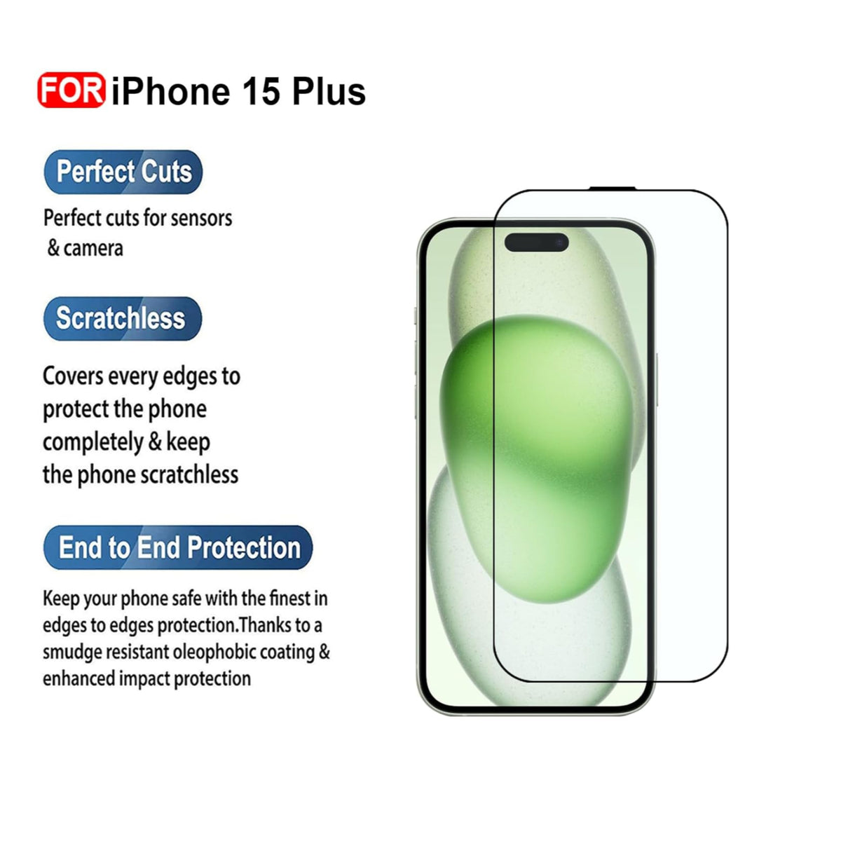 Ultra-Clear Tempered Glass Screen Protector for iPhone 15 Plus