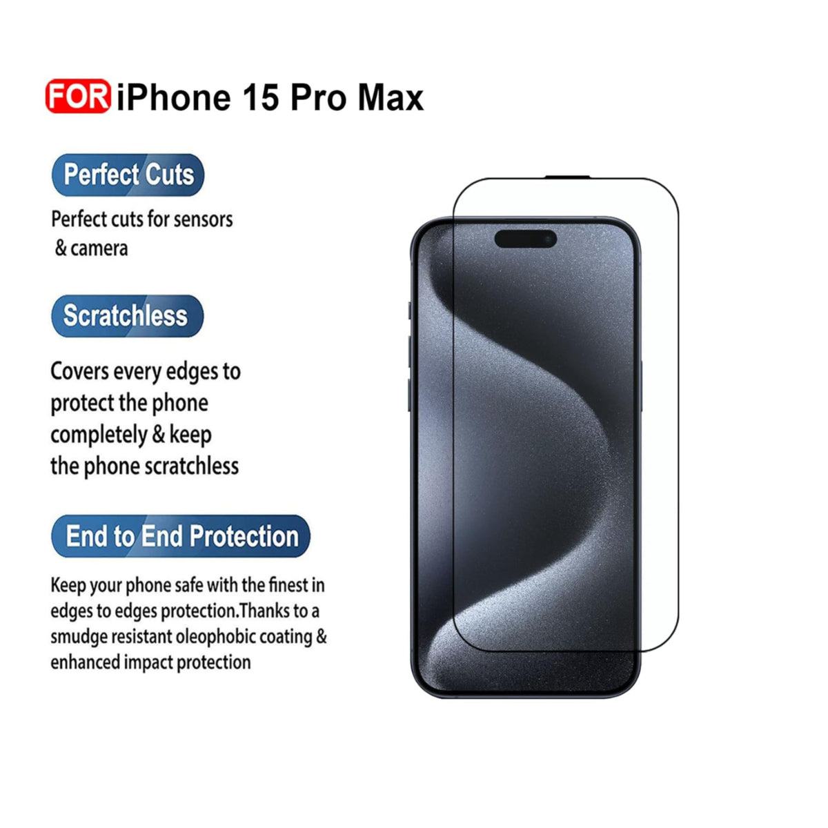 Ultra-Clear Tempered Glass Screen Protector for iPhone 15 Pro Max