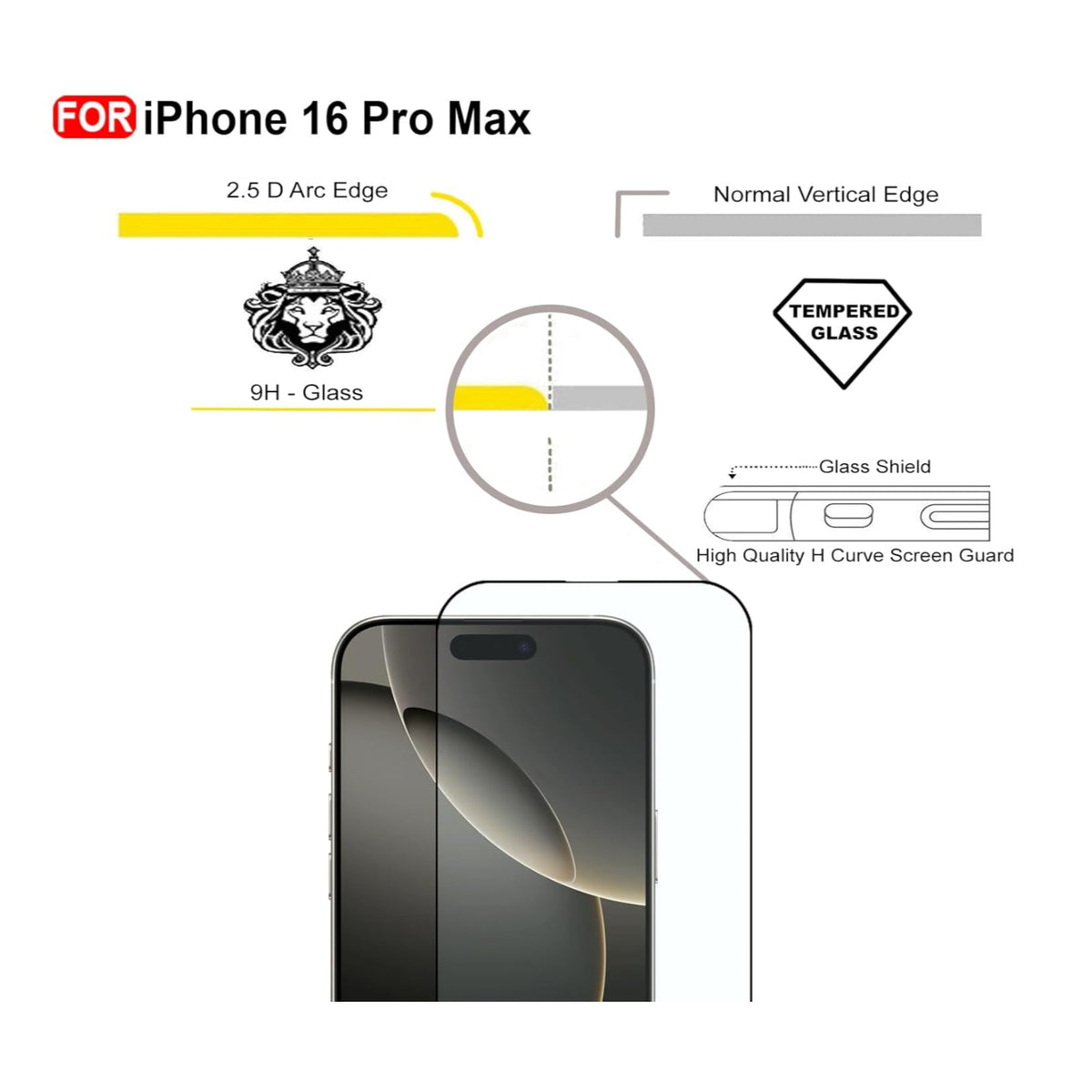 Ultra-Clear Tempered Glass Screen Protector for iPhone 16 Pro Max