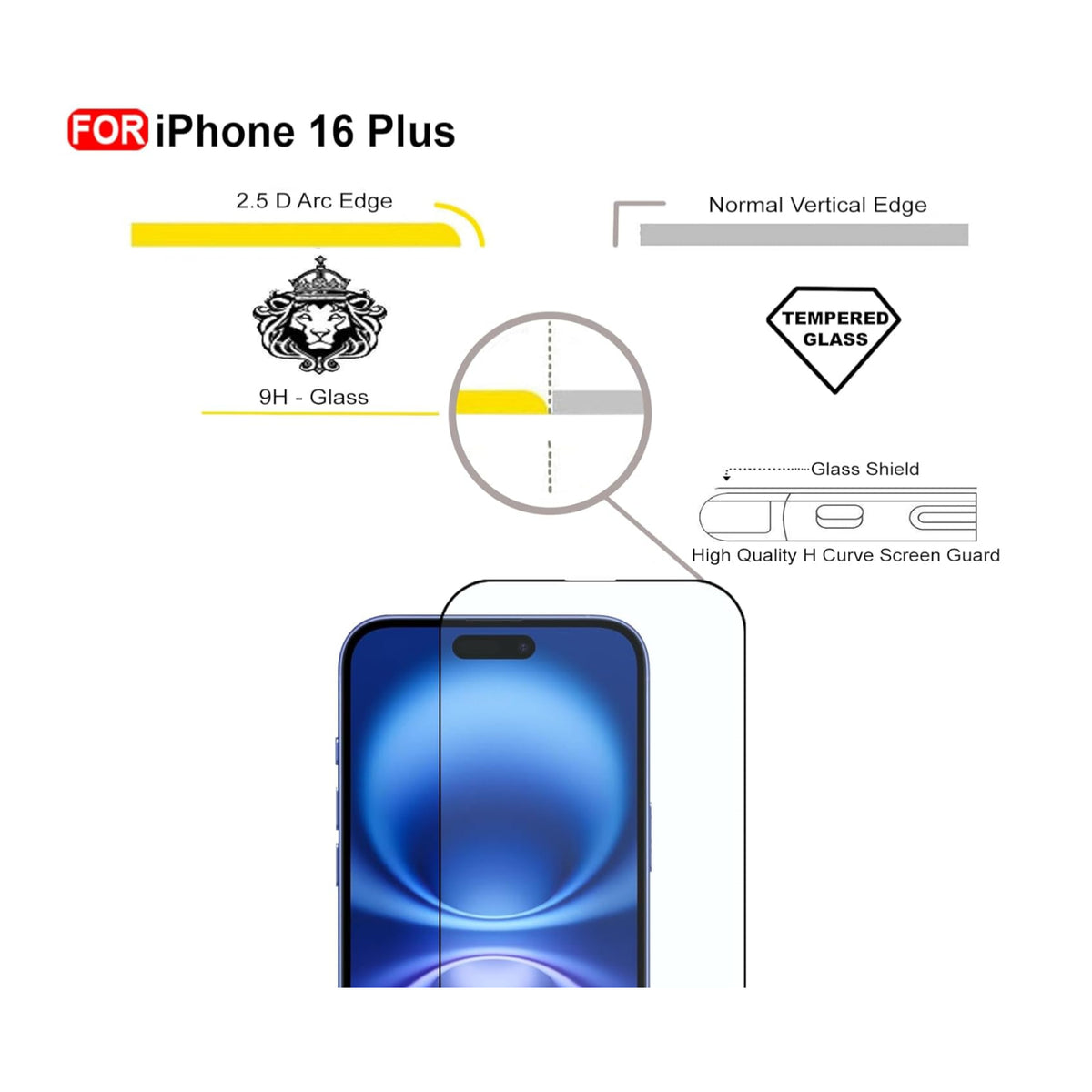 Ultra-Clear Tempered Glass Screen Protector for iPhone 16 Plus