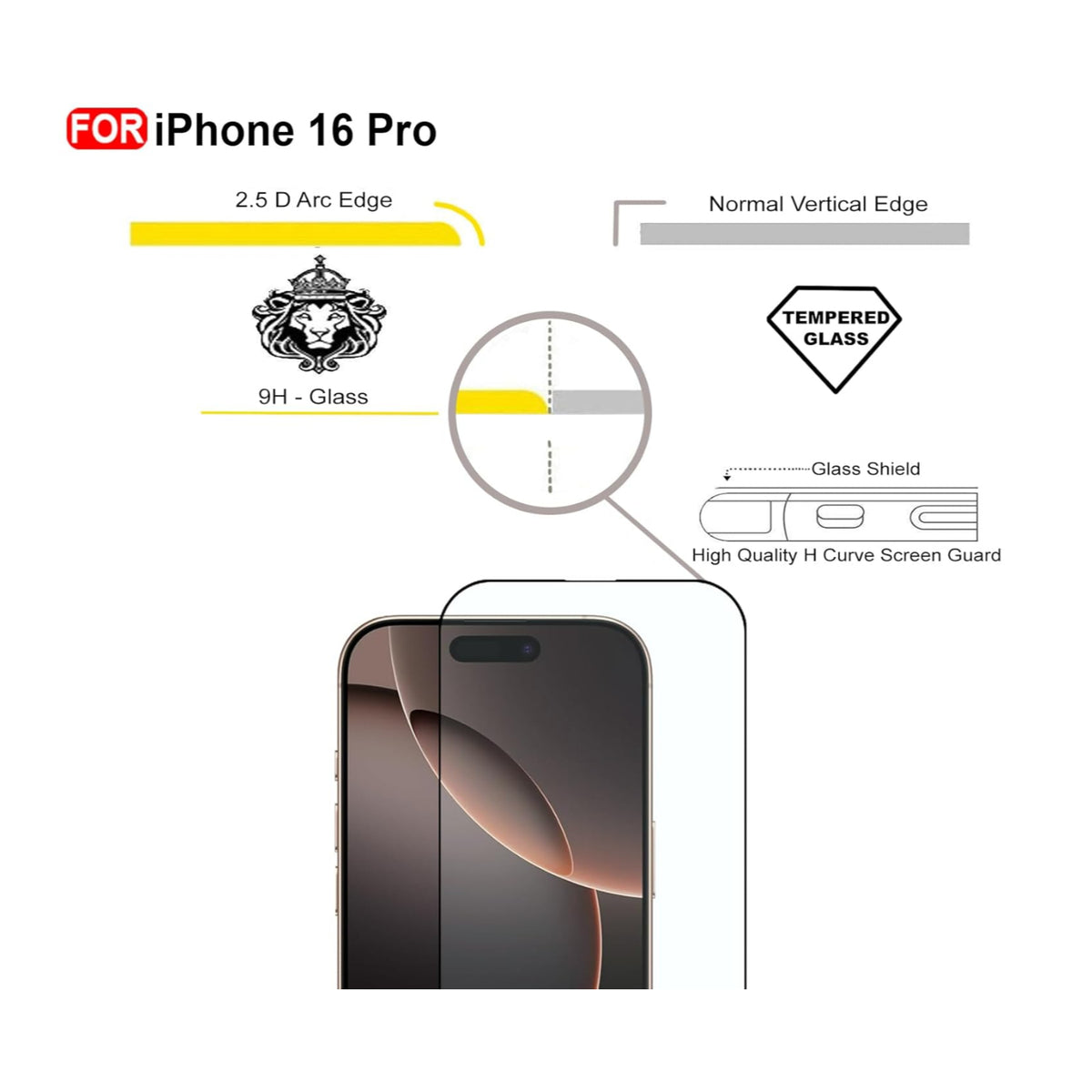 Ultra-Clear Tempered Glass Screen Protector for iPhone 16 Pro
