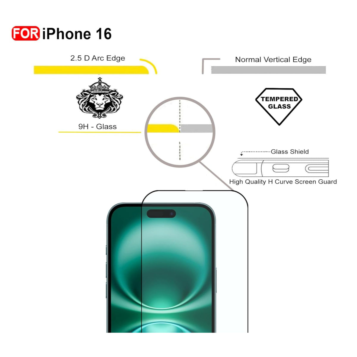 Ultra-Clear Tempered Glass Screen Protector for iPhone 16