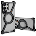 Z-Shape Metal Frameless MagSafe Rotation Stand Case For Samsung S25 Ultra