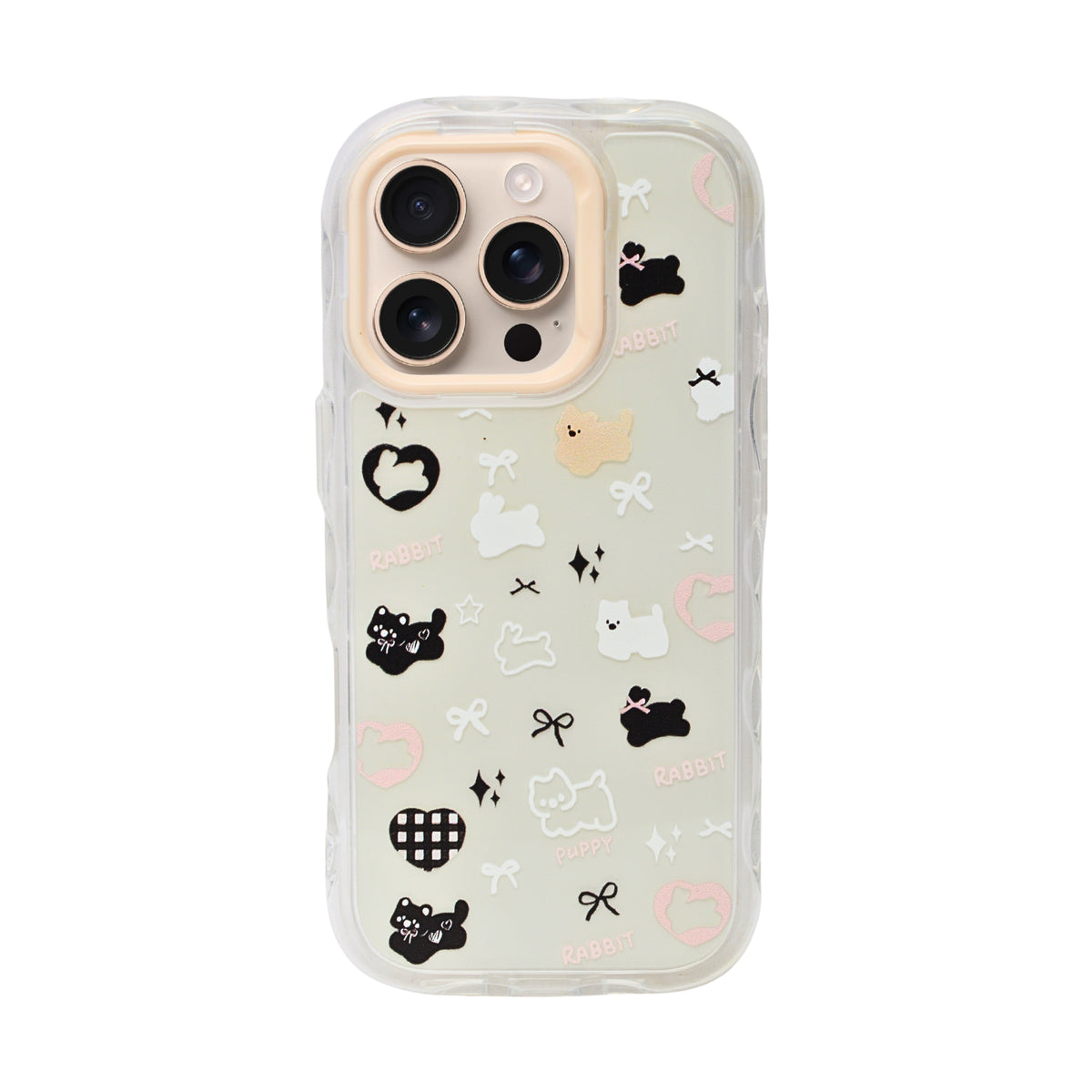 Cute Transparent Wavy Edge Phone Case for iPhone 16 Pro