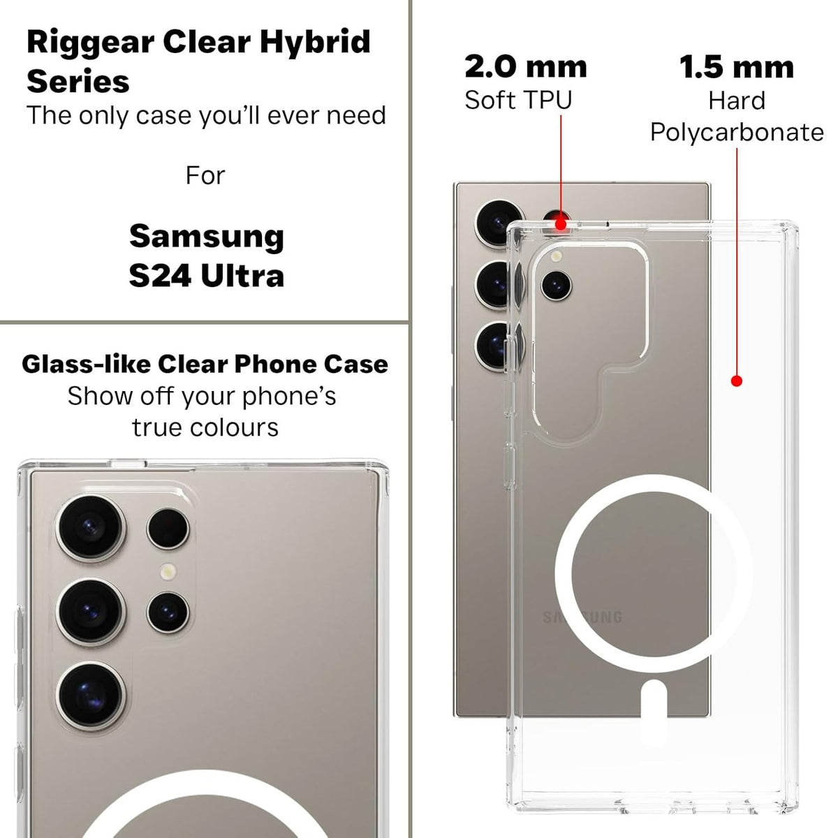 Crystal Clear Hard Anti-Yellow Magnetic Case for Samsung S24 Ultra & S25 Ultra