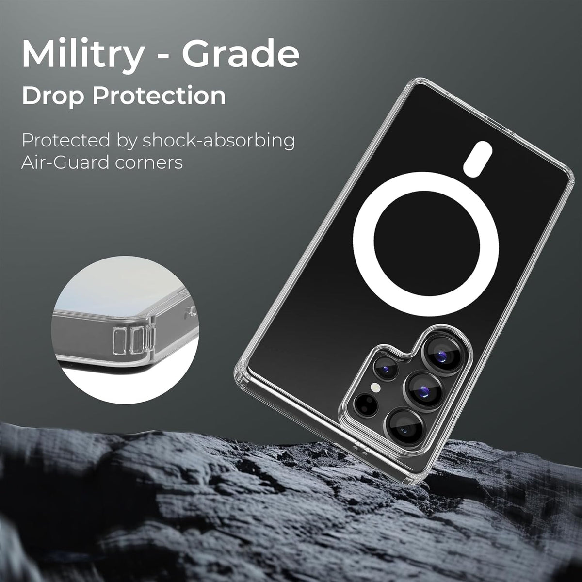 Crystal Clear Hard Anti-Yellow Magnetic Case for Samsung S24 Ultra & S25 Ultra