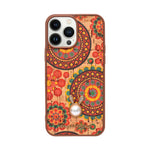 Bohemian Ethnic Print Cork Texture with Pearl Detail Phone Case for iPhone 13 Pro Max