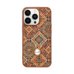 Bohemian Ethnic Print Cork Texture with Pearl Detail Phone Case for iPhone 13 Pro