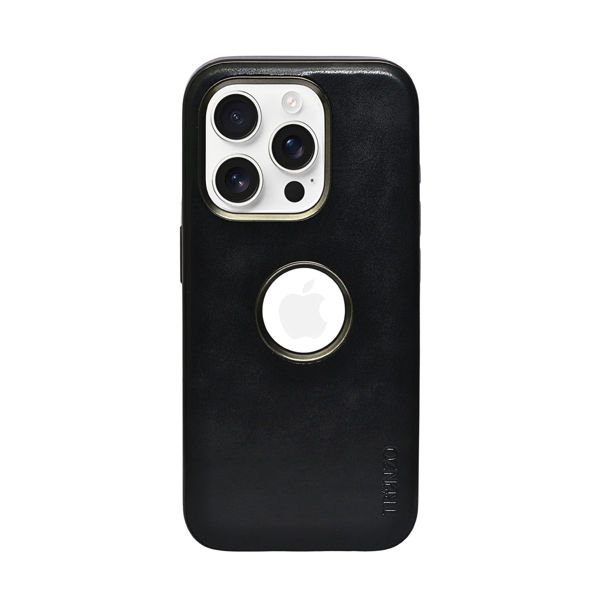 PU Leather Matte Finish with logo Cutout Phone Case for iPhone 15 Pro