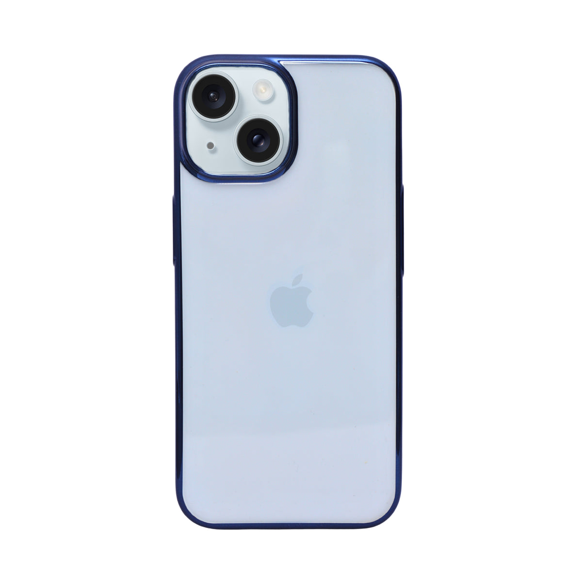 Crystal Shield Clear Phone Case with Blue Border Protection for iPhone 15