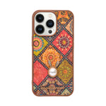 Bohemian Ethnic Print Cork Texture with Pearl Detail Phone Case for iPhone 13 Pro