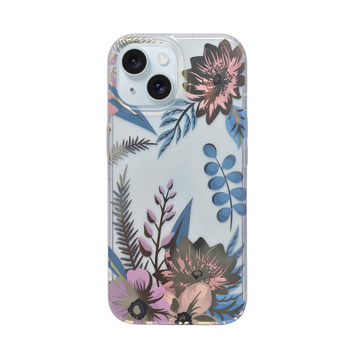 Vibrant Transparent Floral Pattern Phone Case for iPhone 15