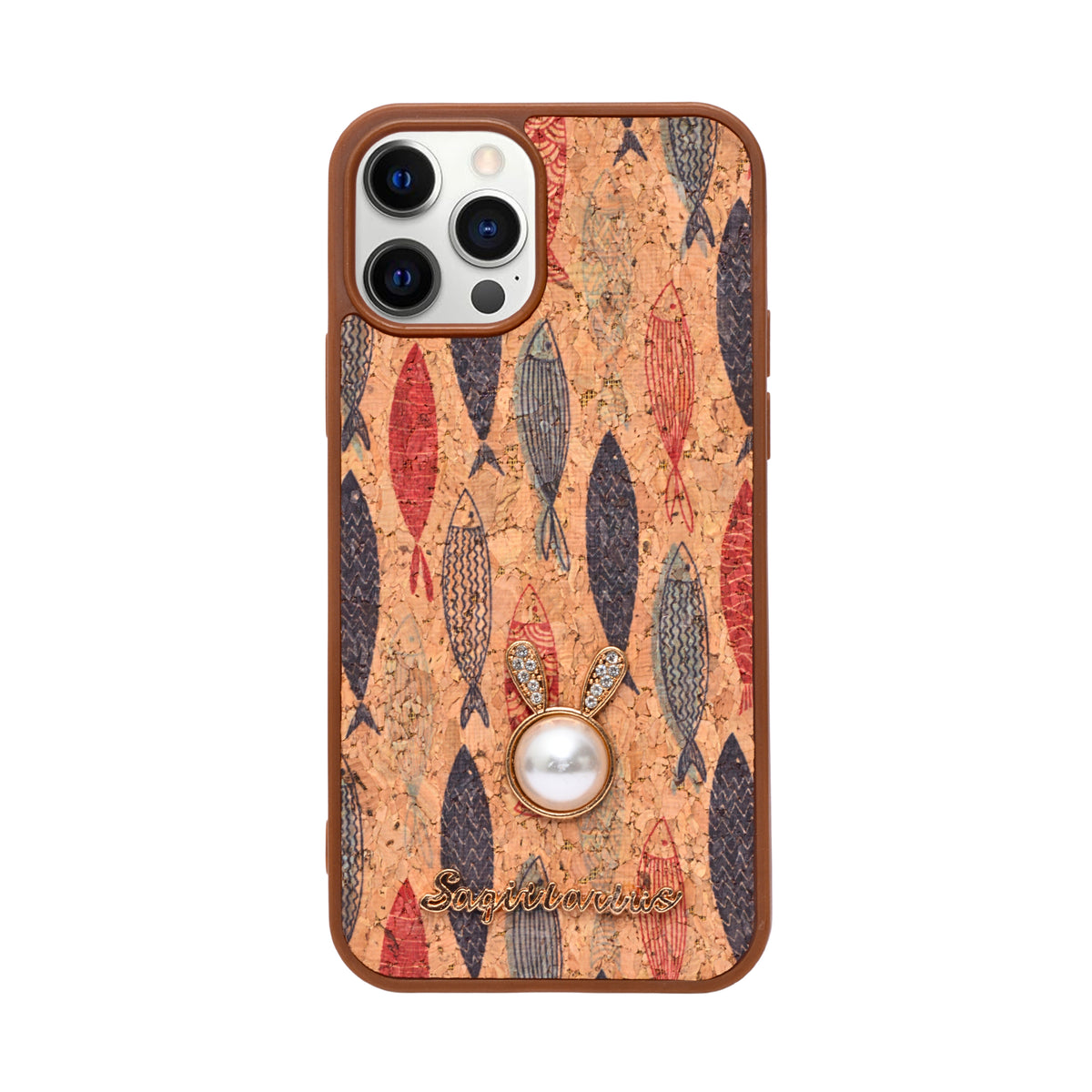 Bohemian Ethnic Print Cork Texture with Pearl Detail Phone Case for iPhone 12 / 12 Pro