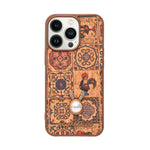 Bohemian Ethnic Print Cork Texture with Pearl Detail Phone Case for iPhone 13 Pro