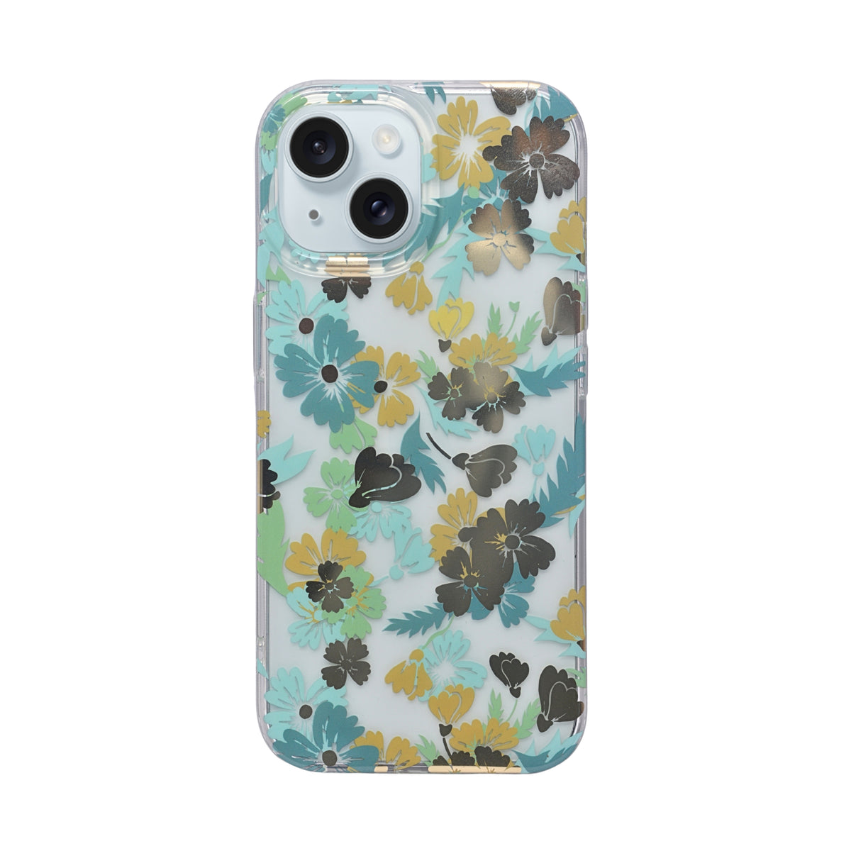 Vibrant Transparent Floral Pattern Phone Case for iPhone 15