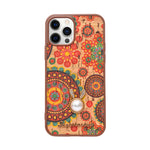 Bohemian Ethnic Print Cork Texture with Pearl Detail Phone Case for iPhone 12 / 12 Pro