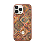Bohemian Ethnic Print Cork Texture with Pearl Detail Phone Case for iPhone 13 Pro Max