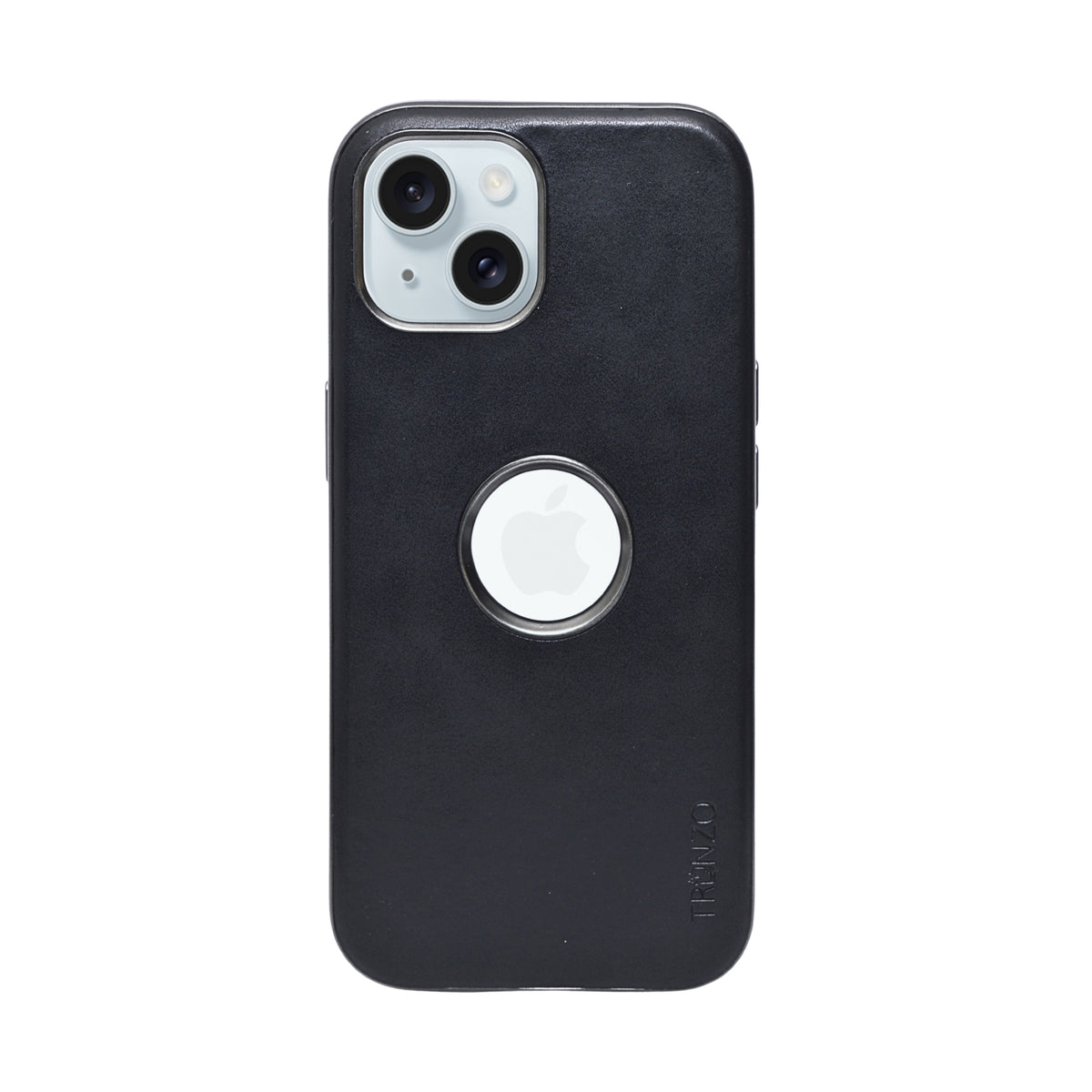 PU Leather Matte Finish with logo Cutout Phone Case for iPhone 15