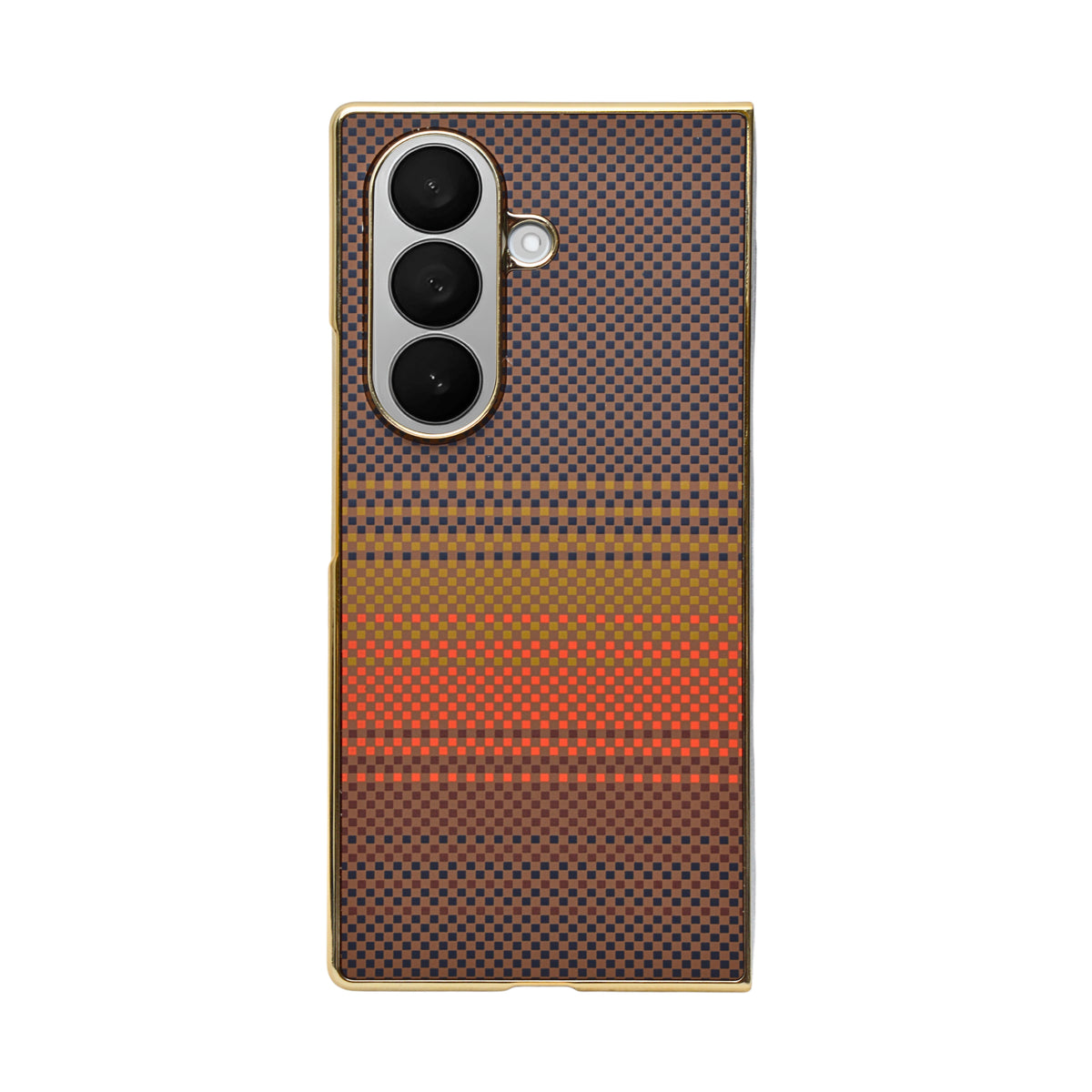 Carbon Fiber Texture with Golden Metallic Frame Phone Case For Samsung Galaxy Z Fold 7