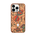 Bohemian Ethnic Print Cork Texture with Pearl Detail Phone Case for iPhone 13 Pro