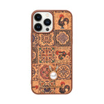 Bohemian Ethnic Print Cork Texture with Pearl Detail Phone Case for iPhone 13 Pro Max